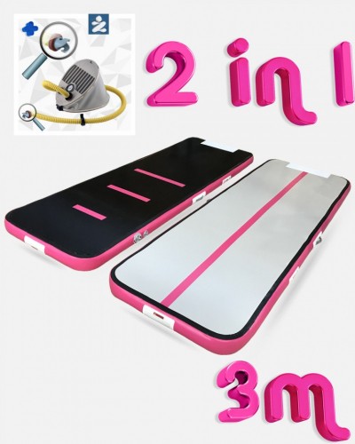 3m YouAre AirTrack — 12 cm high 3 meter gym mat — feetpump set